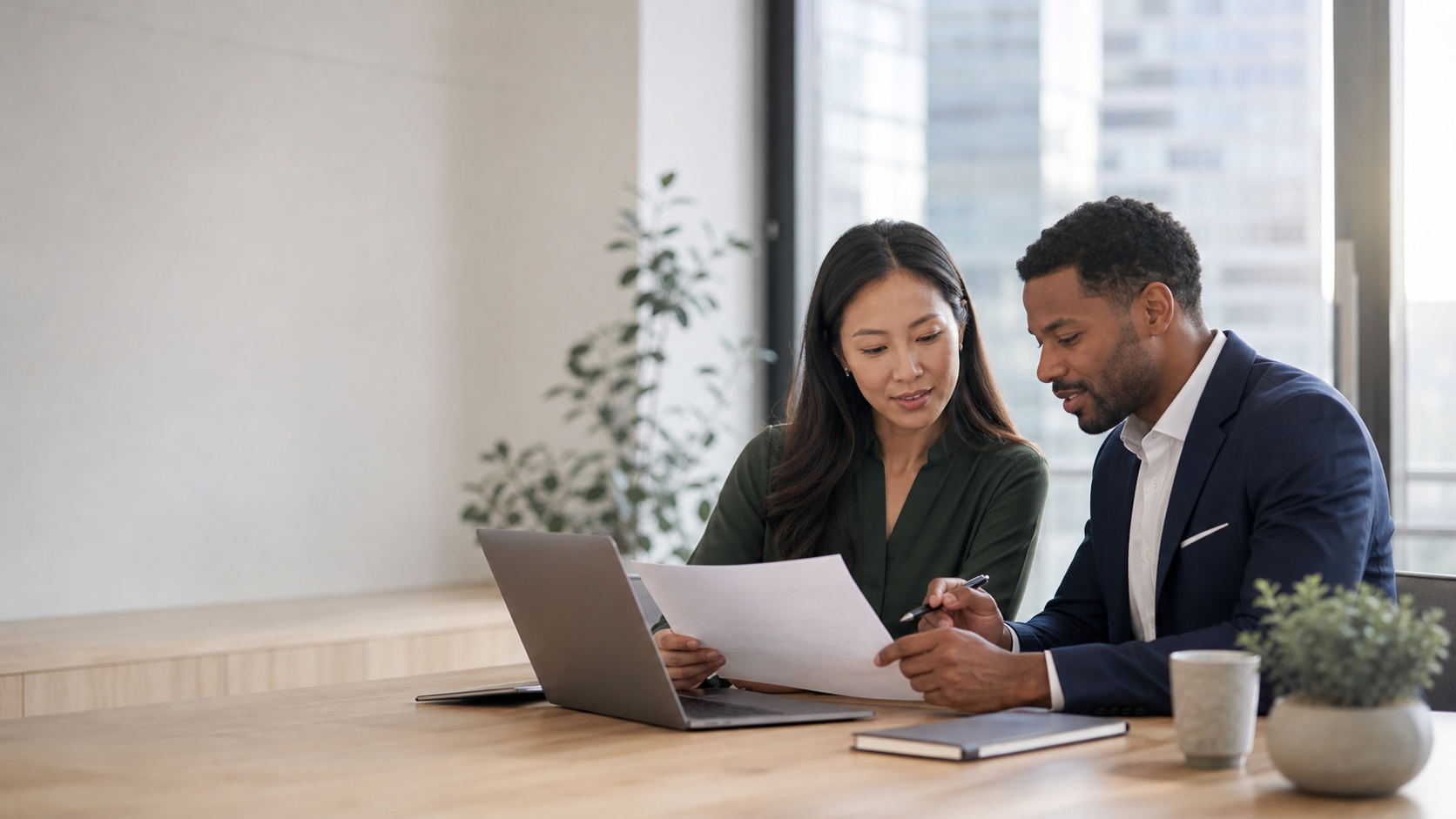 Professionals reviewing a financial plan together